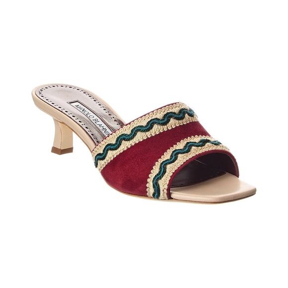 Manolo Blahnik Shoes - Manolo Blahnik Marebis 50 Suede Sandal, Red